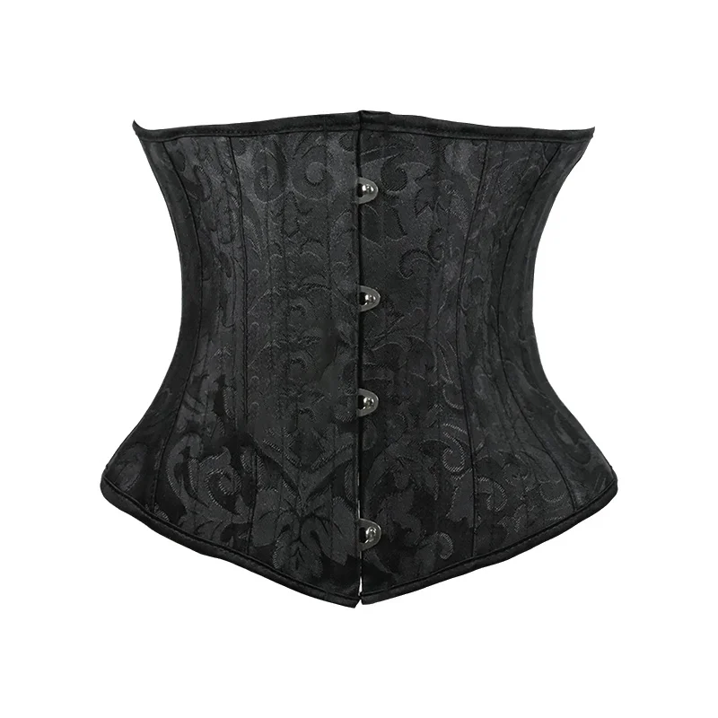 Boning Corset Steel - مشد تحت الصدر أبيض وأسود حزام